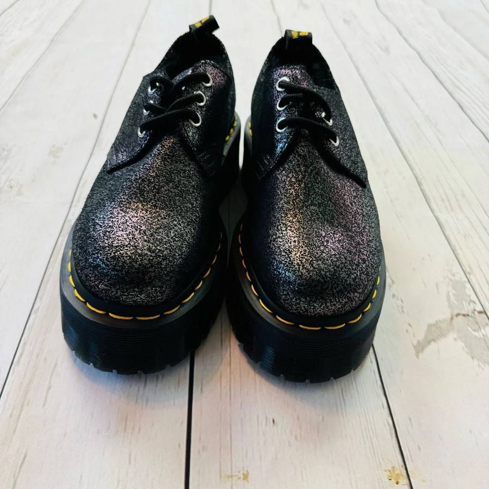Dr Martens Women’s Holly Platform Retro Quad Gunmetal Shoes Size 7